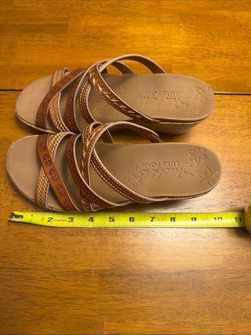 Skechers Brown Multi-Strap Wedge Sandals - Picture 15 of 16
